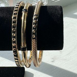 Mixed Gold and black bangle bracelets